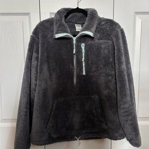 PINK Cozy Gray Fleece Pullover NWOT